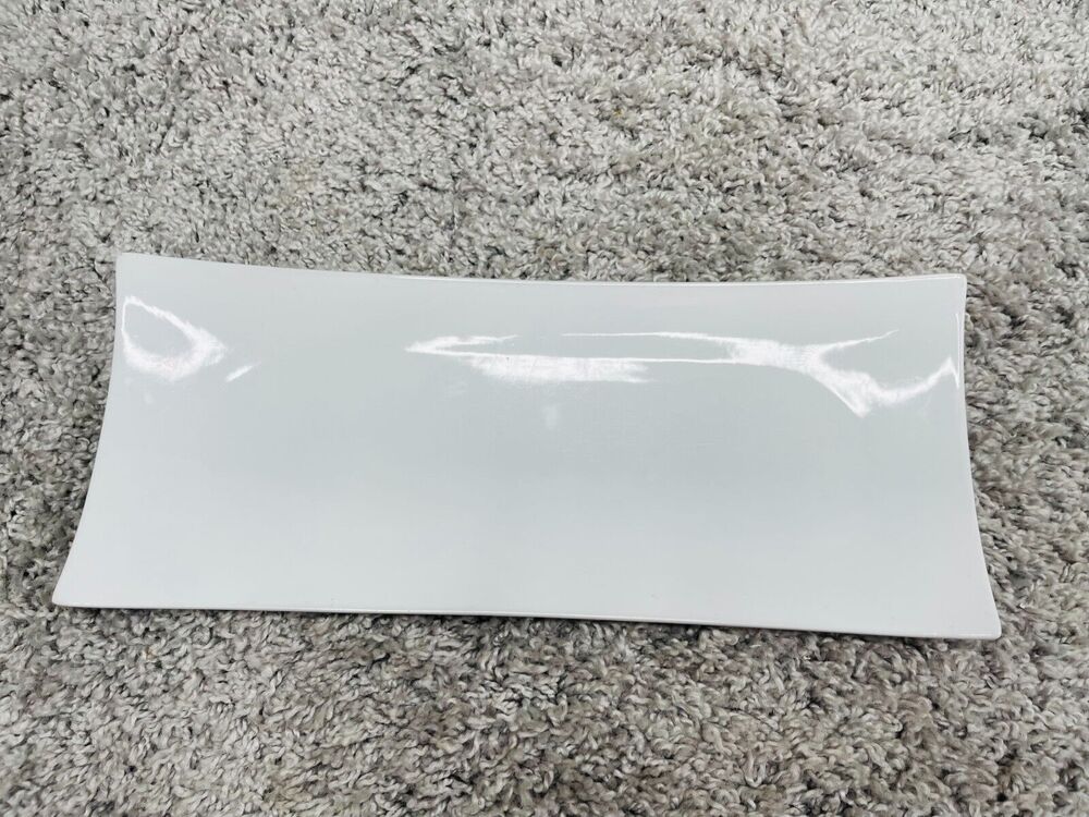 Simple Dining Ceramic White Concaved Rectangle Platter Serving Plate 14"X6"
